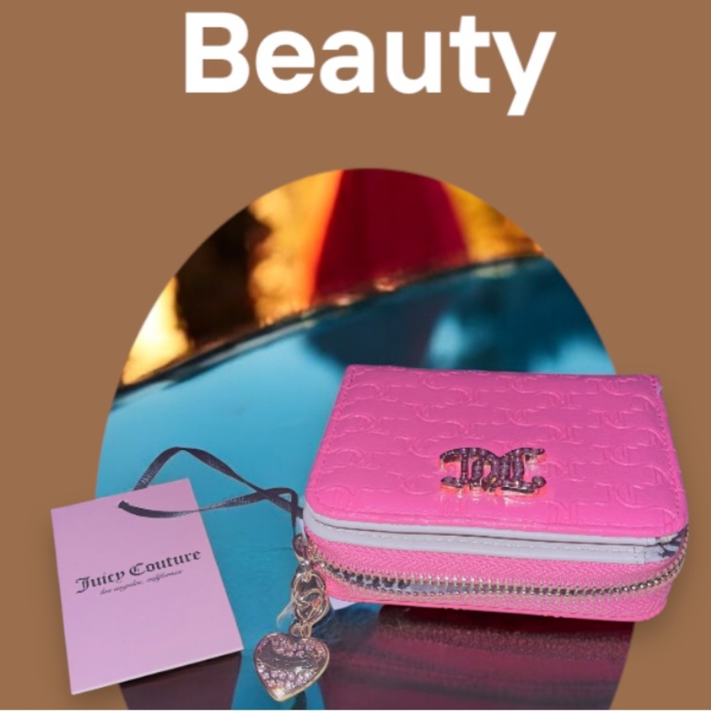 New! JUICY COUTURE Pink Wallet with Heart Charm - Picture 4 of 13